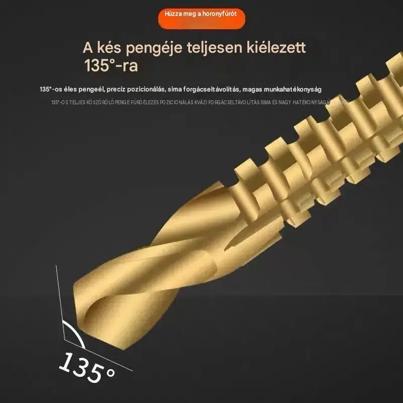 【6 részes készlet】⚙️ Csigafúró-készlet: gyorsacélból készült, titánbevonattal, különféle anyagokhoz használható 🧰
