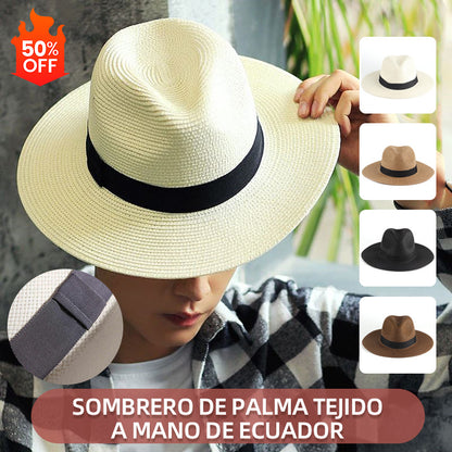 🌿 【56-58cm】【Compre 1 y obtenga 1 gratis】Sombrero de palma tejido a mano de Ecuador.