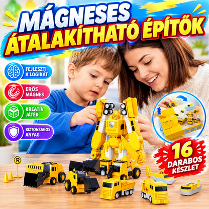 🤖 [16 részes készlet] Mágneses, átalakítható építőelemek – fejlesztőjáték