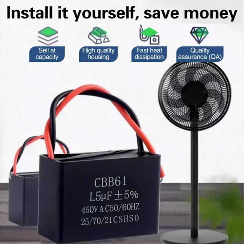 🌀 Cserekondenzátorok mennyezeti ventilátorokhoz, állóventilátorokhoz és elszívó ventilátorokhoz
