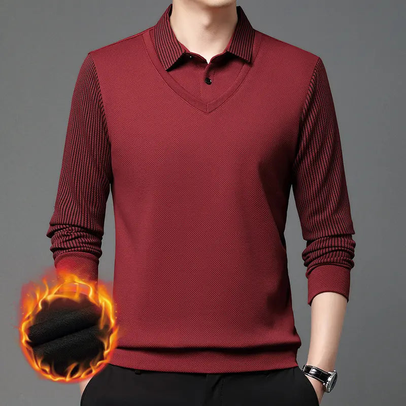 【M-4XL】 Polo majica slojevitog izgleda s patchwork dizajnom i imitacijom pruga