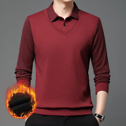 【M-4XL】 Polo majica slojevitog izgleda s patchwork dizajnom i imitacijom pruga