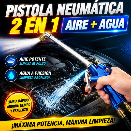 🚗💦 Pneumatická čisticí pistole 2 v 1 – Výkonný vzduch a tlaková voda pro hloubkové čištění 🔥