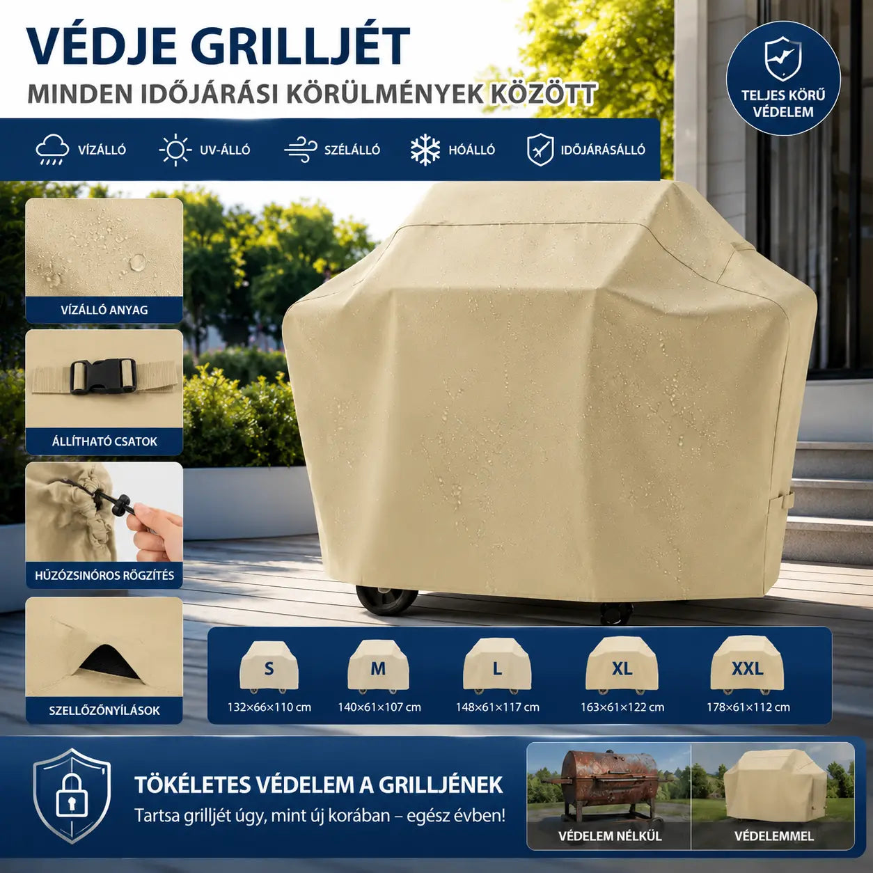 💦 Rendkívül vízálló BBQ grillhuzat - Tökéletes védelem a grillsütőidnek! 🔥
