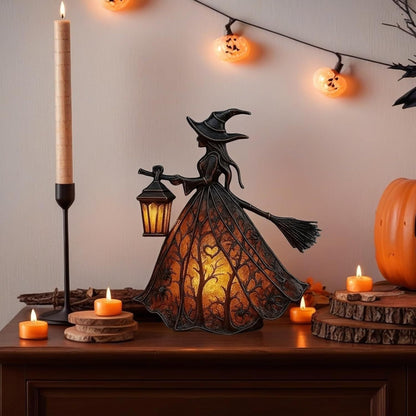 🧙‍♀️Lampa čarodějnice na Halloween, strašidelná gotická dekorativní lucerna, jedinečný dekorativní stolní lampa, noční světlo s nožičkami.