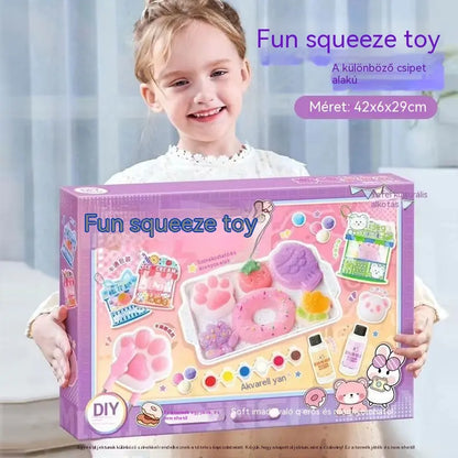 ⏳DIY Softies - Macska - Kézzel készített sült jég, zselés érintésű kézműves készlet, barkács stresszoldó játék 6 éves kortól gyerekeknek