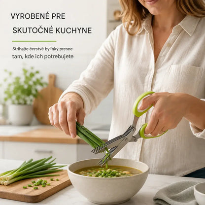 🌿 Kráječ s 5 čepelemi – Rychlý kuchyňský kráječ na čerstvé bylinky a koření