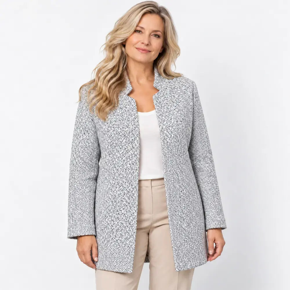 🍂【S-3XL】Női középhosszú kabát 2026 – Kockás/halszálkás minta, puha anyag, laza fazonú, nagy méretű anyukáknak🤎