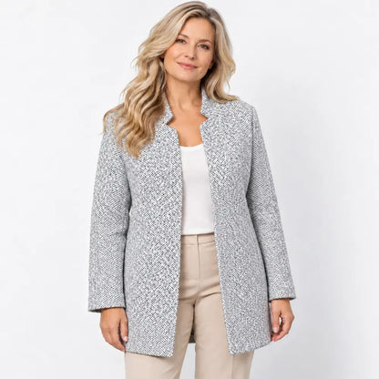 🍂【S-3XL】Női középhosszú kabát 2026 – Kockás/halszálkás minta, puha anyag, laza fazonú, nagy méretű anyukáknak🤎