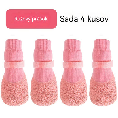 🐕🐕【500 českých korun】2 sady (8 kusů)– Nové nepromokavé ponožky pro psy. Silikonové holínky pro psy. Protiskluzové a odolné vůči oděru.