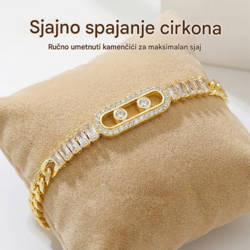 ✨ 50 % popust! 🔷 Ženska zlata zapestnica s cirkoni 💫
