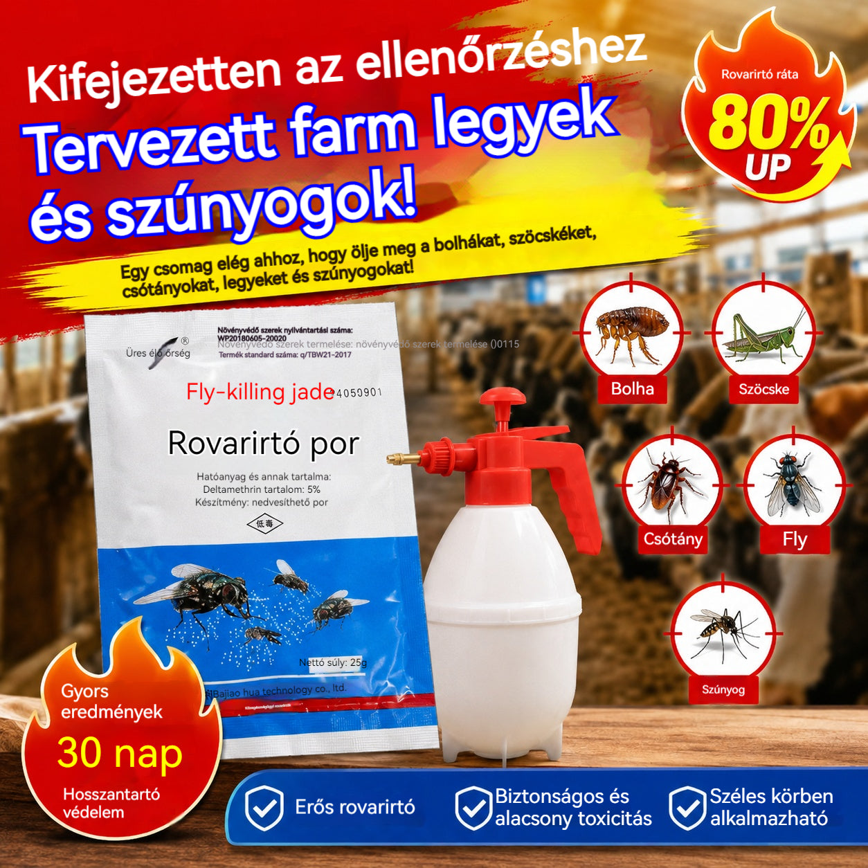 【10 táska】🦟Kifejezetten szúnyogok és legyek irtására tervezték a farmokon, egy csomag elpusztítja a bolhákat/szöcskéket/csótányokat/legyeket/szúnyogokat!