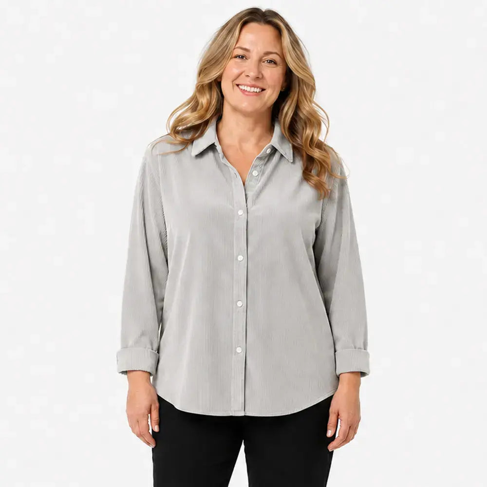 👚Laza szabású női kordbársony ing – egyszínű, hosszú ujjú – puha, lezser blúz őszre és télre