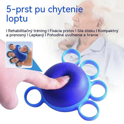 Ortopedická lopta na regeneráciu prstov a rúk s fixačnými krúžkami, pomôcka na posilnenie sily a mobility pre seniorov alebo po mŕtvici