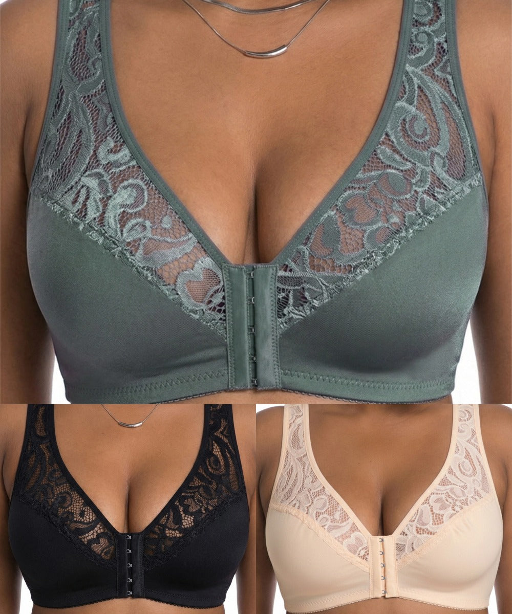 💕 Zadnji dan - 50 % popusta【3-delni komplet】【L-4XL】😍 push-up modrček z žico za večje velikosti, brezšiven dizajn z zapenjanjem spredaj, plačilo po povzetju