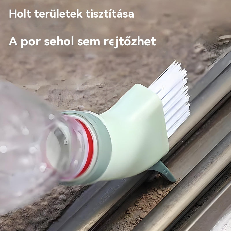 Viacúčelová domáca kefa, ktorú možno pripojiť k fľaši s minerálnou vodou, špeciálne navrhnutá na čistenie rohov a štrbín.