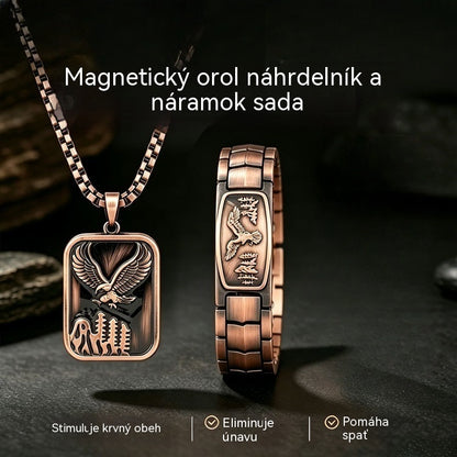 🔥【Náramok + náhrdelník】Pánske magnetické náramky s motívom orla
