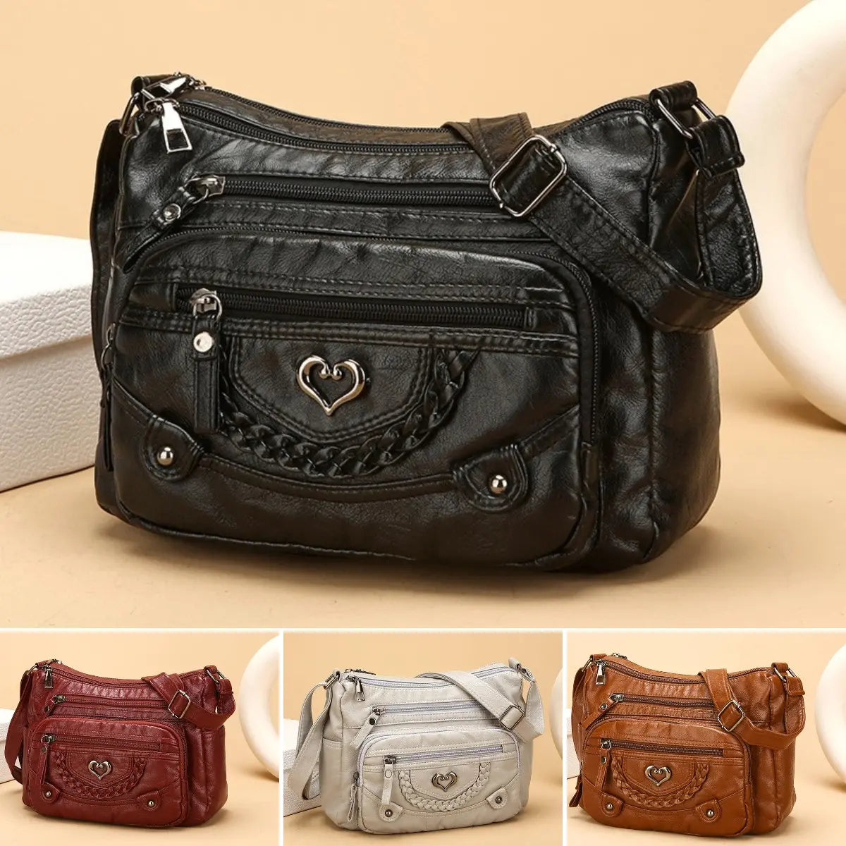 💐50% taniej! 🎁Damska torebka crossbody z miękkiej skóry ekologicznej – liczne kieszenie dla idealnej organizacji 👜🔑