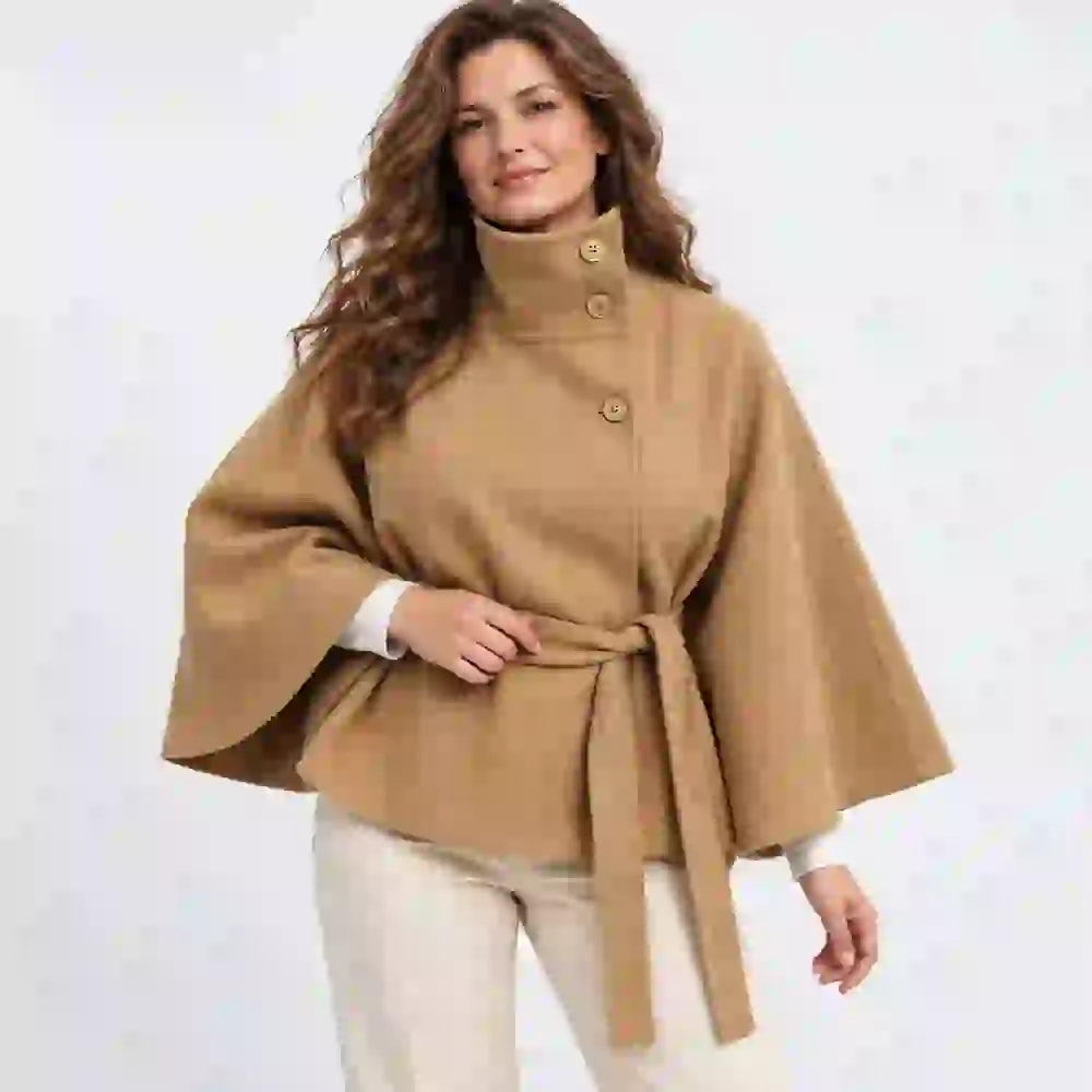 🧥Magas gallérú női köpeny kabát, különleges megjelenés,elegáns őszi-téli viselet🤎