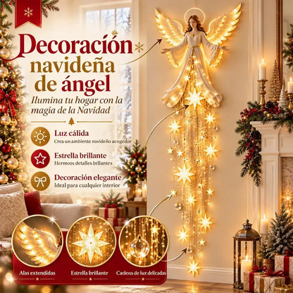 👼✨ Angyalos fali lámpa hullócsillaggal | Világító karácsonyi dekoráció | Meleg fényű LED otthonra és kertbe 🌟