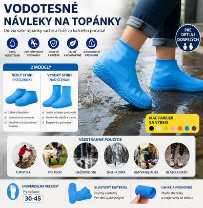 ⏰ Nepremokavý návlek na topánky do dažďa – Protišmyková podrážka a jednoduché nasadenie/vyzliekanie – Opakovane použiteľný, ideálny do mokrého počasia alebo zablatených prechádzok – hodí sa do väčšiny topánok, udržiava nohy v suchu 🌧️