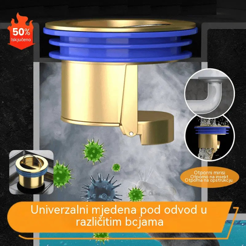 🔥 Univerzalni mesingani podni odvod s jezgrom protiv neugodnih mirisa 🚿✨