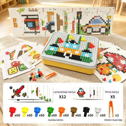 🧒👦 3D gomba alakú cövek kirakó, egy biztonságos és sokoldalú barkácsszerelő eszköz gyerekeknek.