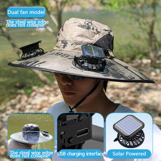 🎣🥾Sombrero para el sol con ventilador, sombrero para el sol, sombrero para senderismo y pesca al aire libre, sombrero con ventilador recargable, sombrero de pesca.