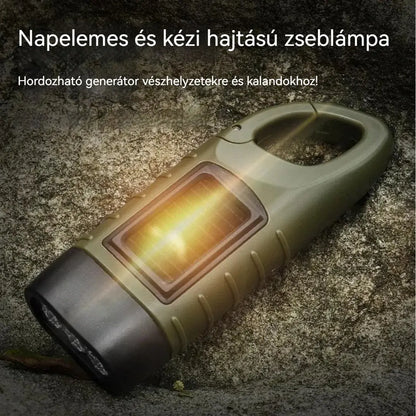 ⚡Napelemes és kézi hajtású zseblámpa – tökéletes hordozható generátor vészhelyzetekre és kalandokhoz!