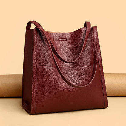 🔥👜👜【SLEVA 45 %】Prostorná taška přes rameno z měkké kůže, minimalistická jednobarevná – nezbytný doplněk na podzim a zimu.