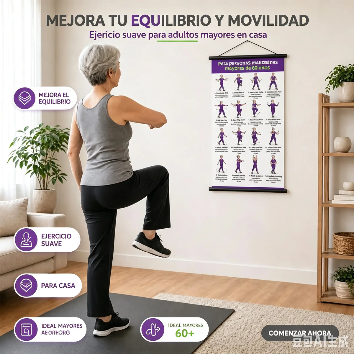 Plakat z ćwiczeniami Tai Chi dla seniorów