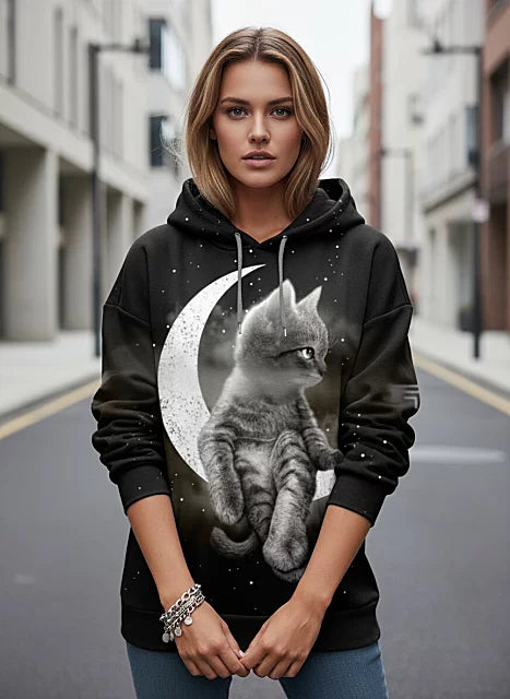 🐱【S-6XL】Új női téli hosszú ujjú póló, aranyos macskás mintával