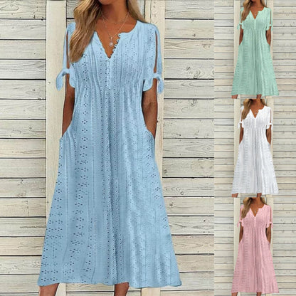 【🔥Świetna oferta】【Rozmiary 5XL】Prosta damska letnia sukienka, mieszanka bawełny i lnu, wygodna i oddychająca