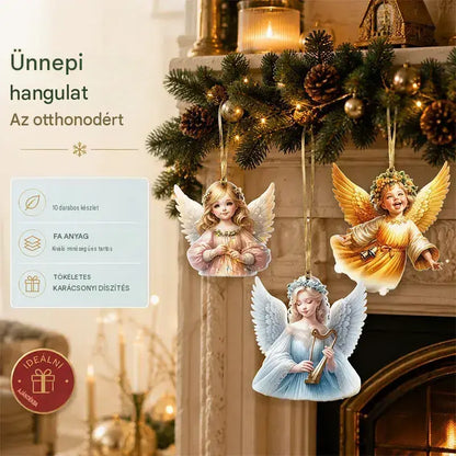 🎁Aranyos karácsonyi angyalka dekoráció - függő dísz fára vagy autóba, új 2025