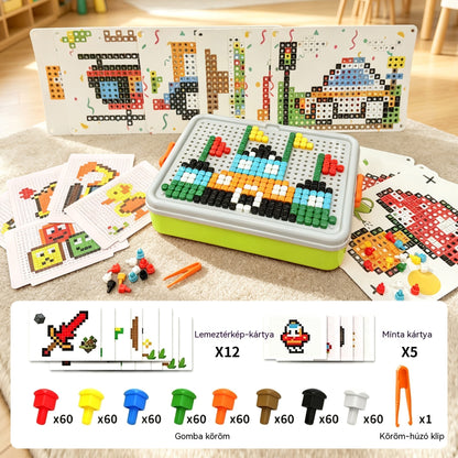 🧒👦 3D gomba alakú cövek kirakó, egy biztonságos és sokoldalú barkácsszerelő eszköz gyerekeknek.