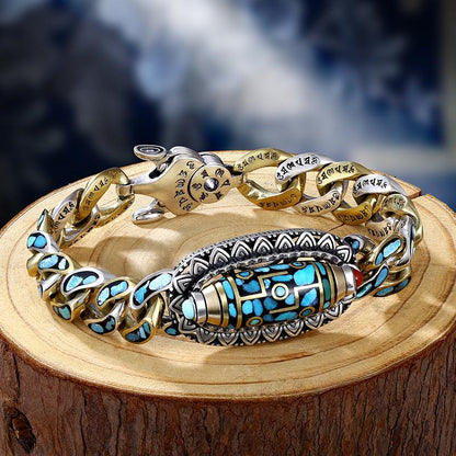 【Kupite 1, dobijete 1 besplatno】 Retro tirkizna mantra perla od 925 sterling srebra sa šest znamenki