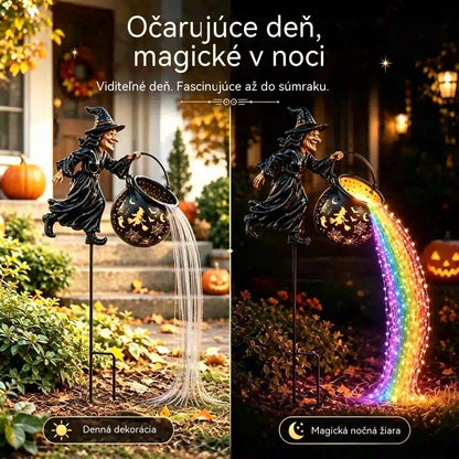 🧙‍♀️🎃 Zahradní světlo s čarodějnicí a LED světly - Fantastická venkovní dekorace 🔮✨