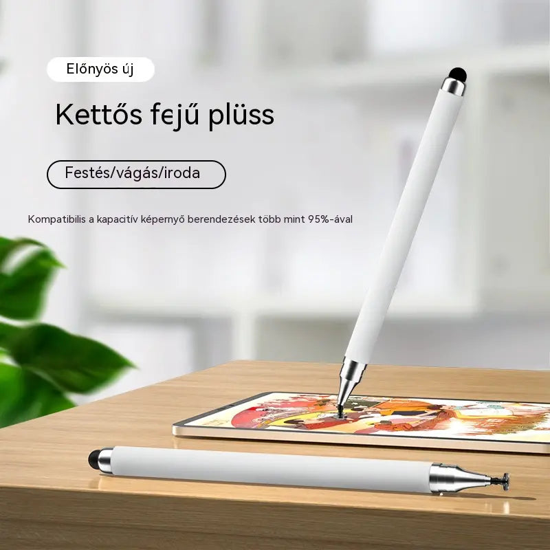 🖊️【Fizessen 1 kap 1】2026 Új, kétvégű, kapacitív érintőtoll kerek koronggal és szilikon heggyel