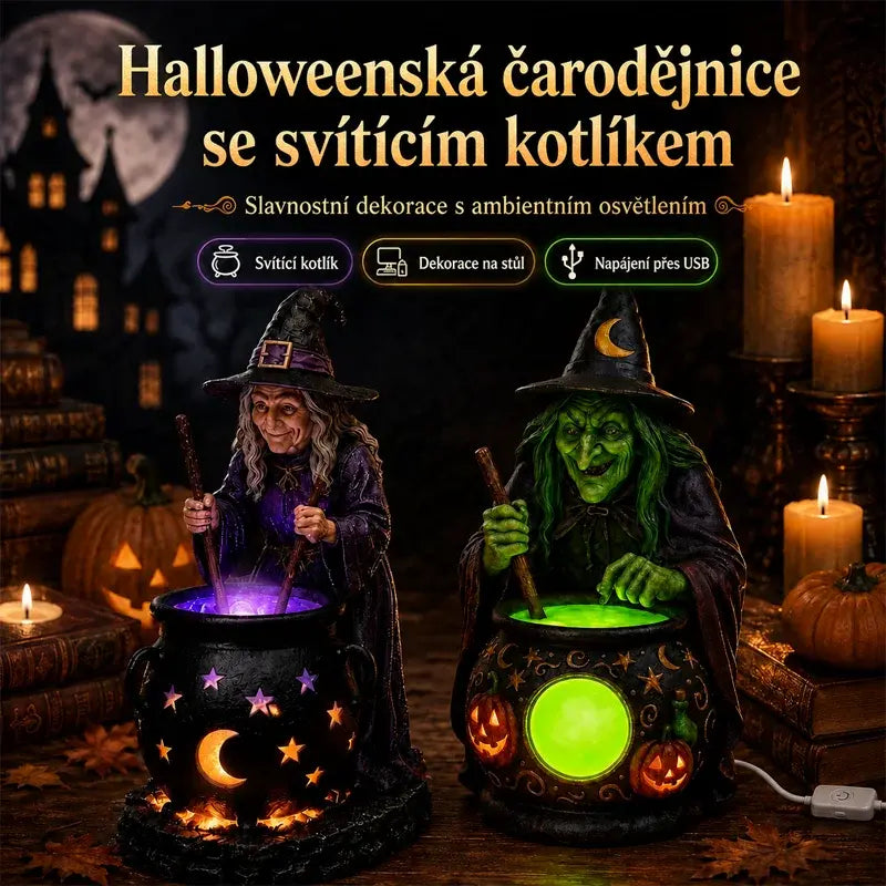 🧙‍♀️🎃Halloweeni boszorkányszobor az üstben