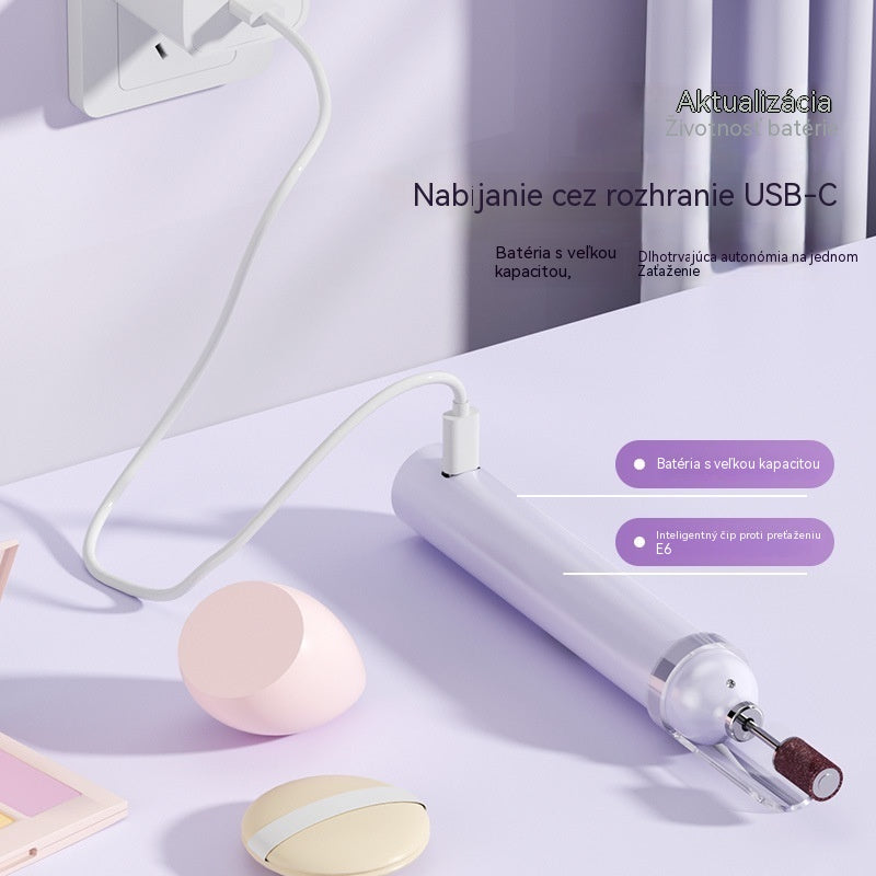 💅Elektrický pilník na nehty 2 v 1 s LED lampou (sušící lampa + 5 leštících hlavic)