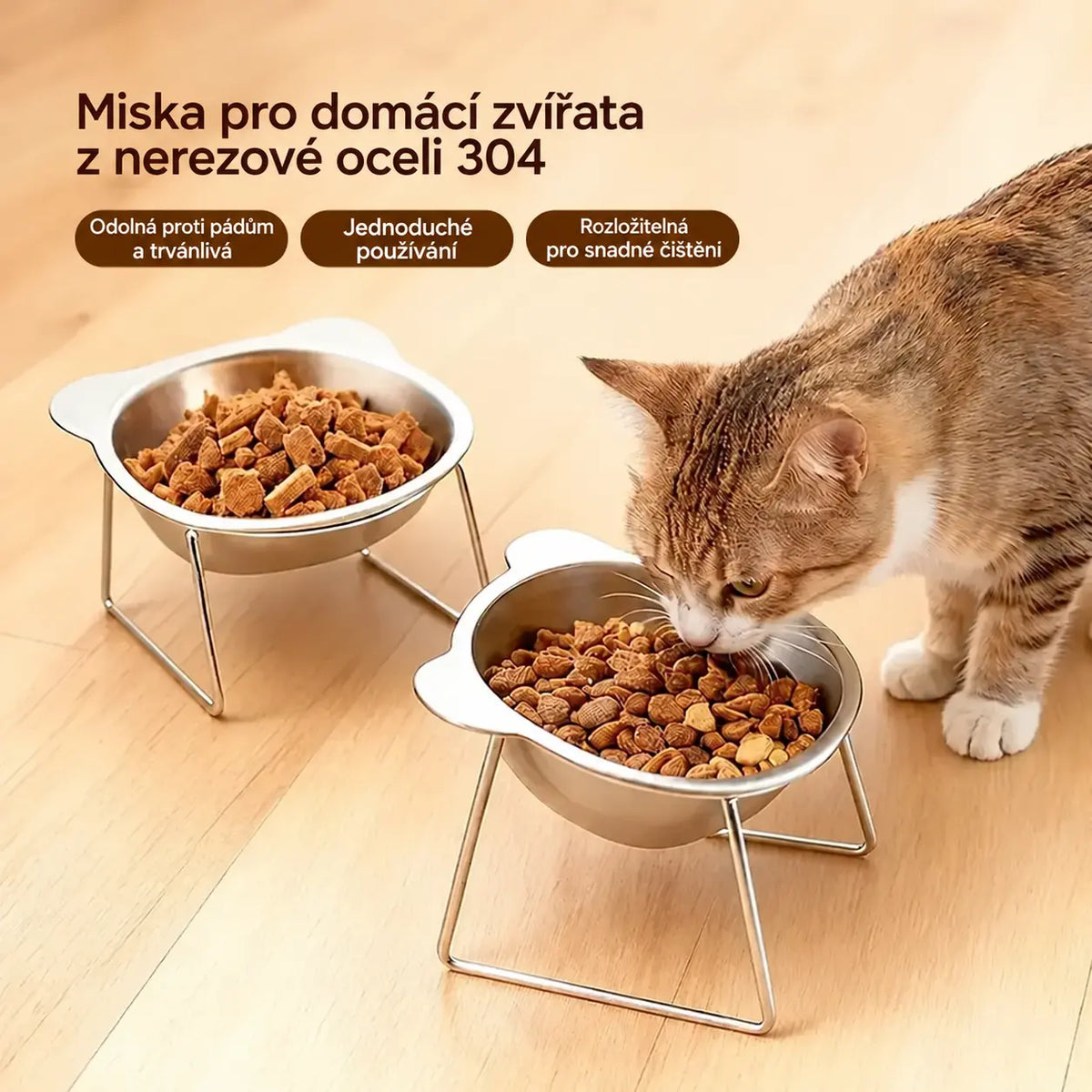 🐾🍽️【1 kus】Zvýšená miska se sklonem 15° pro psy a kočky – podporuje přirozené držení těla a chrání krk.