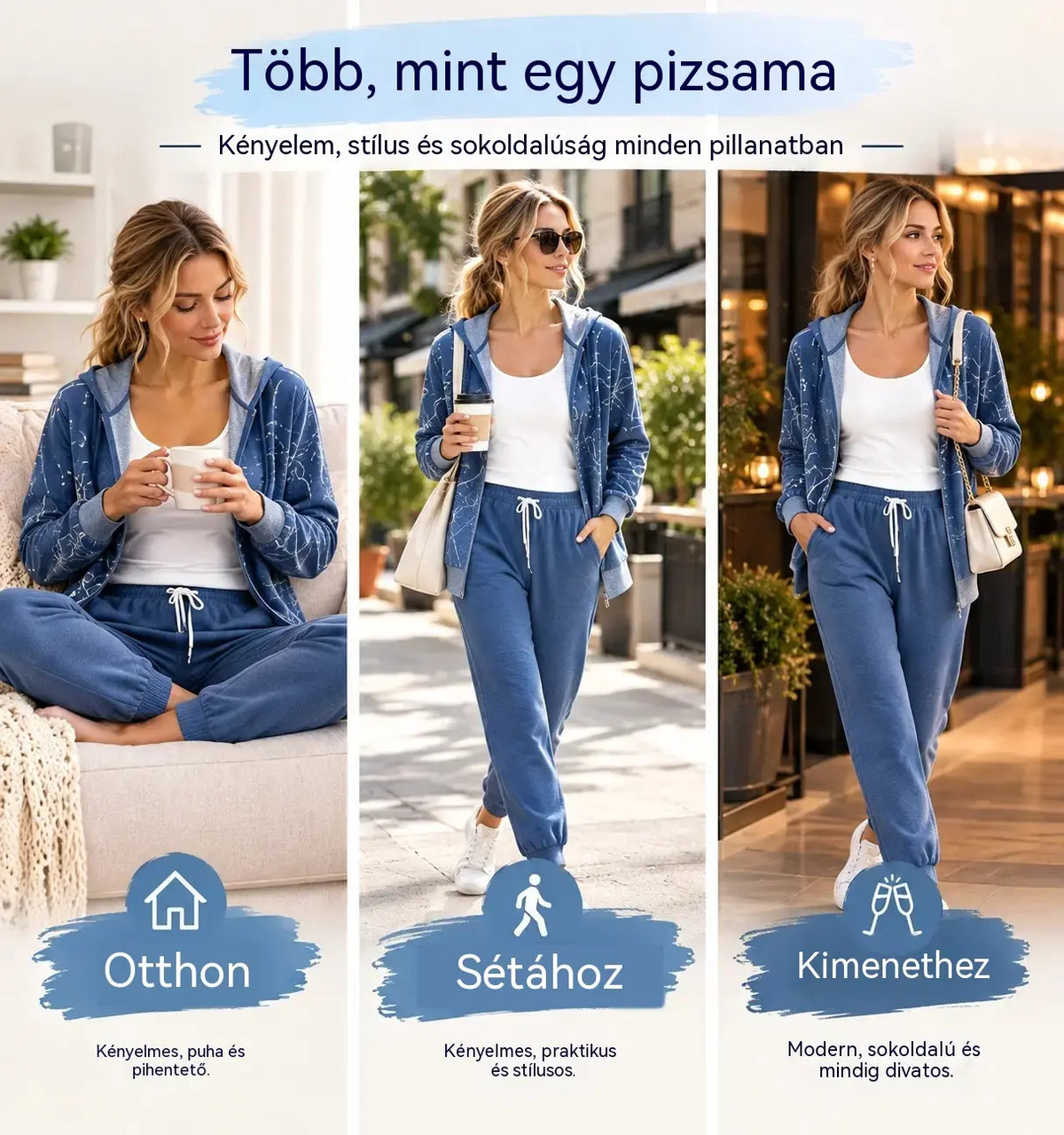 ✨3 darabos női otthoni ruha szett, kényelmes és stílusos😍