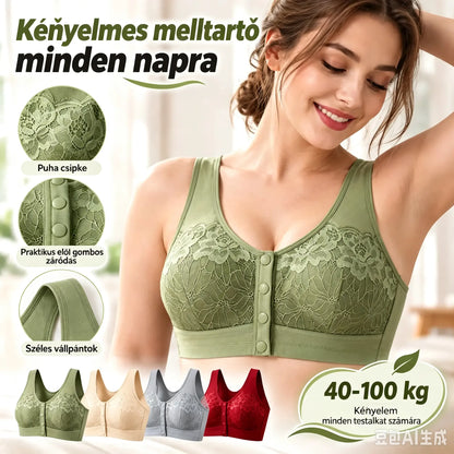 【3 részes szett】【40-100kg】Női csipkés melltartó merevítő nélkül, kényelmes elülső csattal