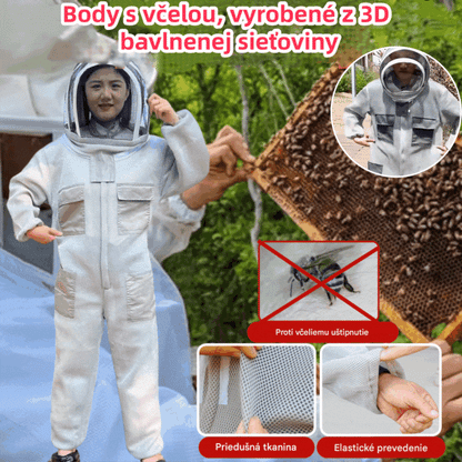 🐝Jednodielny ochranný oblek z 3D bavlnenej sieťoviny dokáže účinne zabrániť bodnutiu včelou.