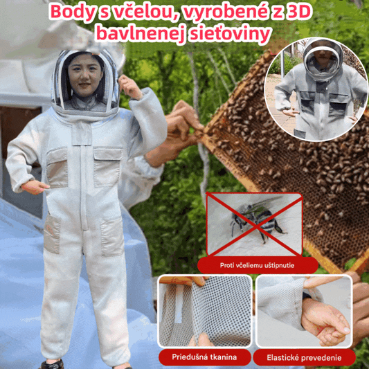 🐝Jednodielny ochranný oblek z 3D bavlnenej sieťoviny dokáže účinne zabrániť bodnutiu včelou.