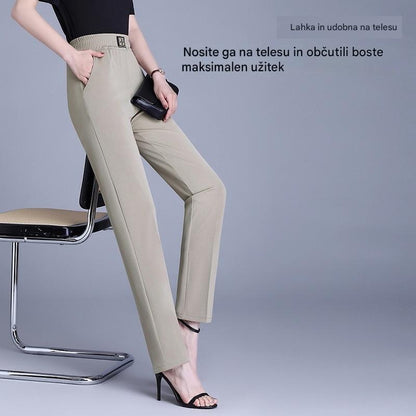 【XL-6XL】👖Poletne hlače ravnega kroja z visokim pasom iz ledeniške svile