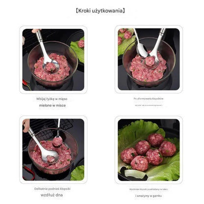 【Kup 4, odbierz 2 gratis】🤤 Łyżka do klopsików ze stali nierdzewnej, suwak z krewetkami, ręcznie robione krewetki