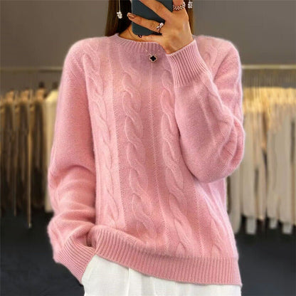 【S-XL】2026 ősz és tél új kerek nyakú egyszínű nyak retro színű twist pulóver pulóver pulóver kötött pulóver pulóver pulóver