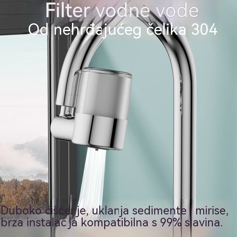 Filter za vodu za slavinu od nehrđajućeg čelika 304 | Dubinsko pročišćavanje, uklanja sediment i mirise, brza ugradnja, kompatibilan s 99% slavina