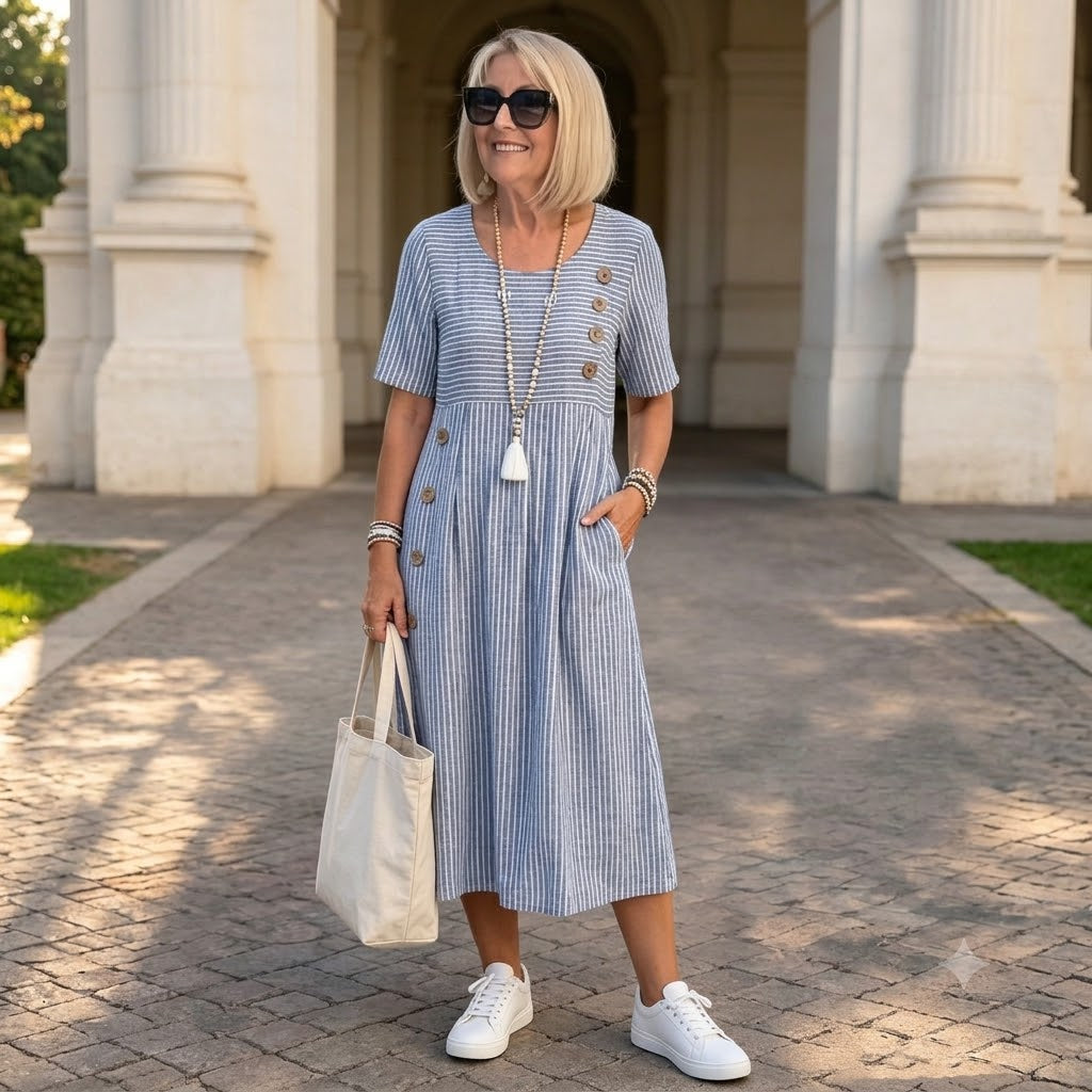 【S-3XL】Julia – Lahka in lepa črtasta midi obleka